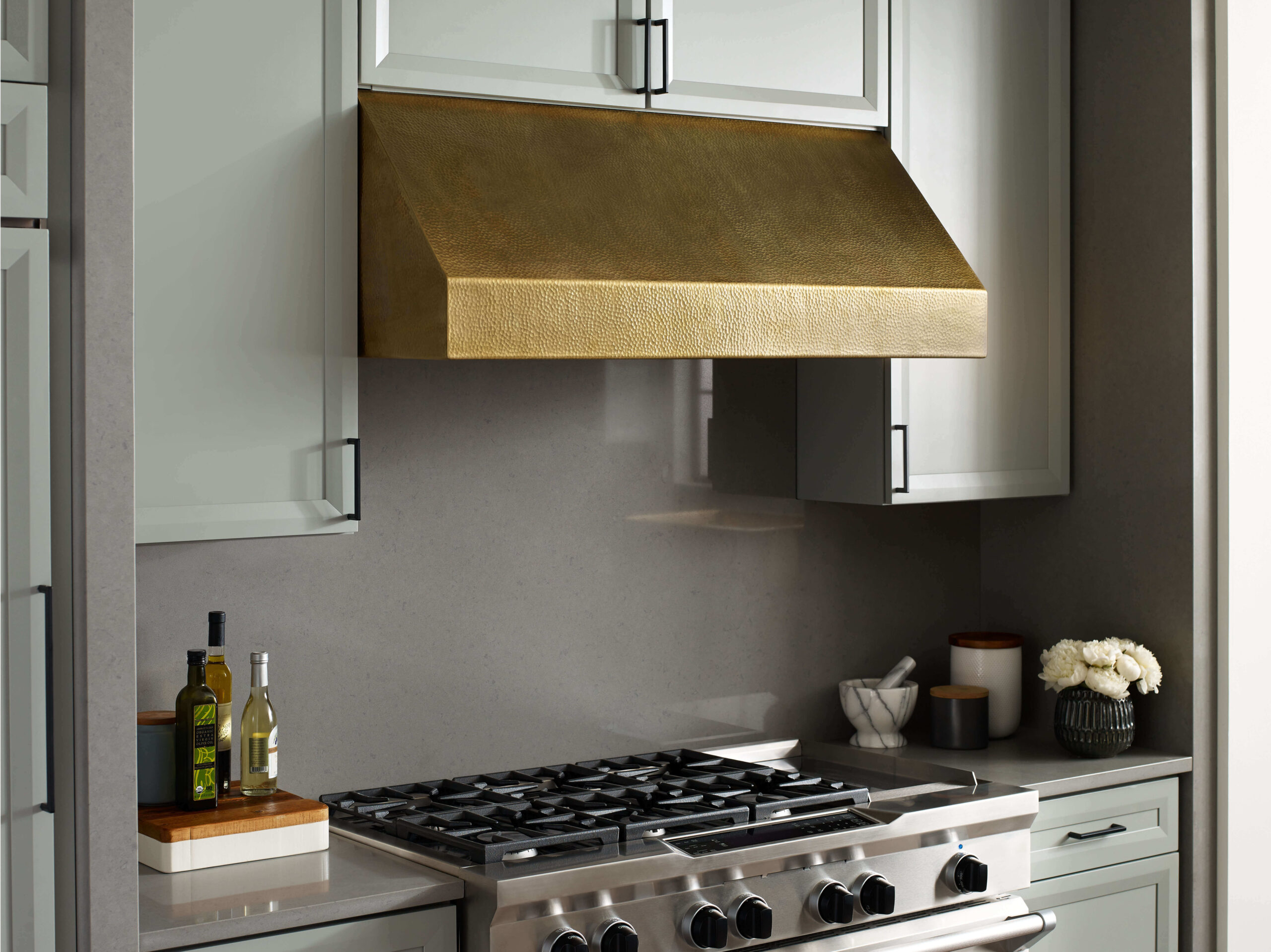 Hammered Brass Range Hood